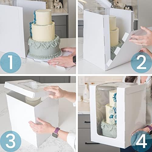קופסת החלומות של בייקר -[ 10 מארז קופסת עוגות 12 על 12 על 16 עם חלון, קופסאות עוגה גבוהות לעוגות